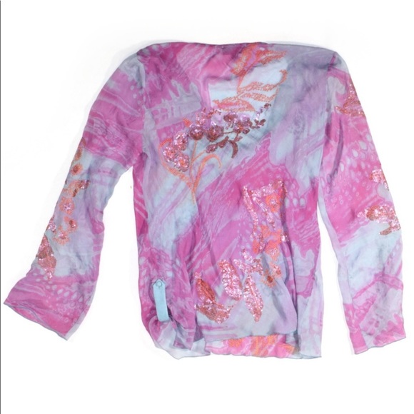 HALE BOB Silk Swirl Draped Embellished Blouse - Picture 5 of 16